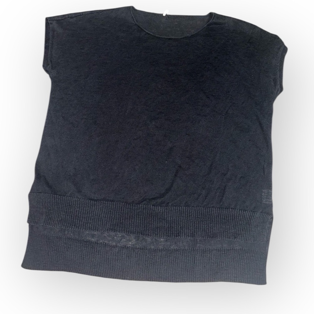 Eileen‎ Fisher Black 100% Linen Square Blouse Size Medium Small Summer Sheer